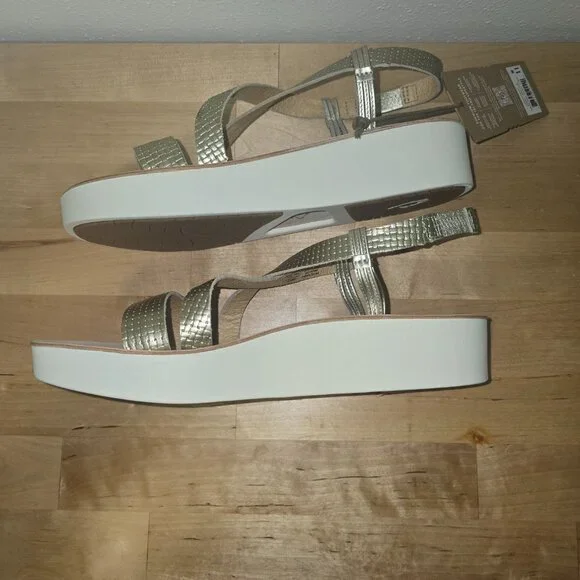 NWT Olukai Onohi Strappy Platform Woven Leather Sandal Women Size 11 Color Gold - Picture 8 of 13